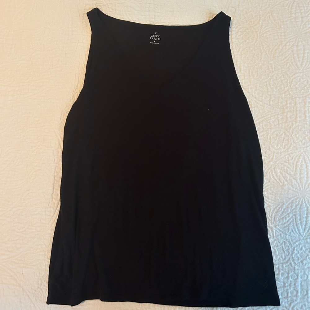 Cozy Earth Black V-Neck Tank Top
